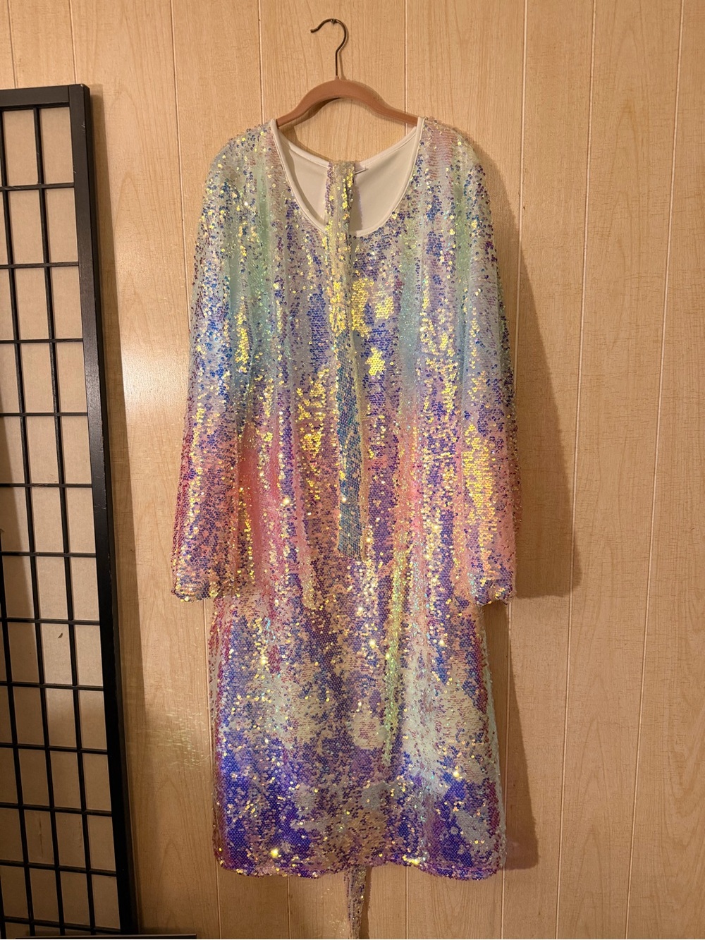 Iridescent Sequin Long Sleeve Dress - Multicolor - Picture 2 of 7